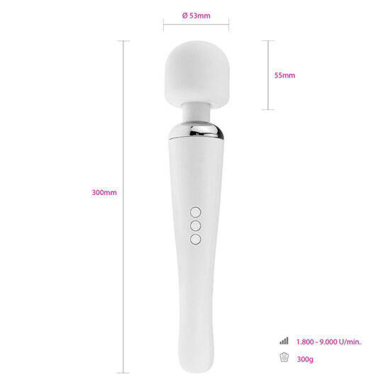 White Color 20-Mode Whisper Quiet Wand Massager (USB Recharging) - Image 2