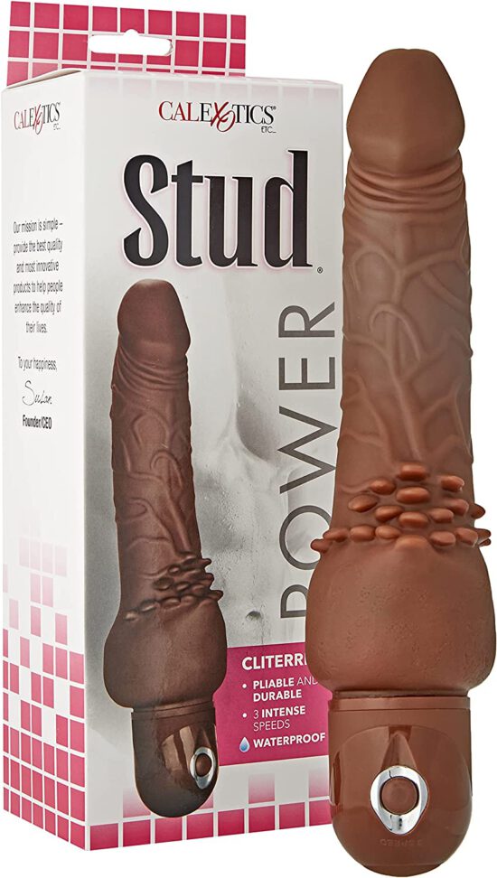 Power Stud Cliterrific Vibrating Dildo - Chocolate