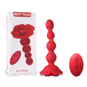 10 Speeds Red Color Silicone Vibrating and Rotating Anal Beads